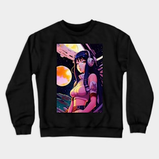 Cute Japanese girl anime,Vintage 90's anime style. Crewneck Sweatshirt